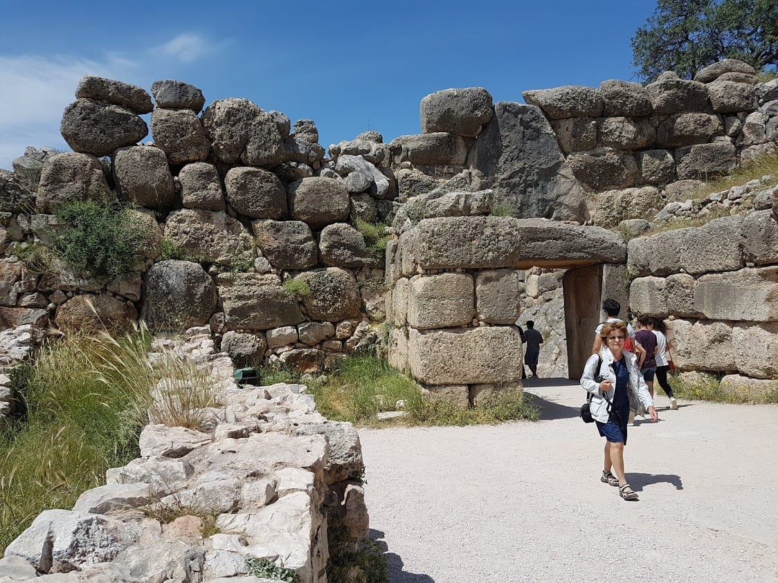 Inside the walls of Mycenae archaeological site on a visit from ναυπλιο
